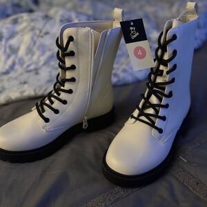 Art Class White Combat Boots with Black Details